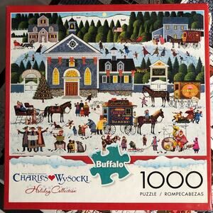 Charles Wysocki  “churchyard Christmas“ 1000 piece puzzle complete with poster